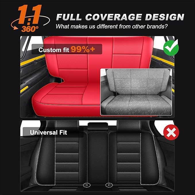 AOMSAZTO Custom Fit Seat Covers for Jeep Wrangler 1997 1998 1999 2000 2001 2002 Waterproof Car Seat Covers Full Set Black
