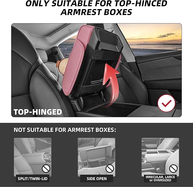 5 in 1 Car Center Console Cover, Armrest Pad with 2 Storage Pockets, Cup Holder, Tissue Box Slot, Phone Holder, Universal Car Interior Organizer (Pink)