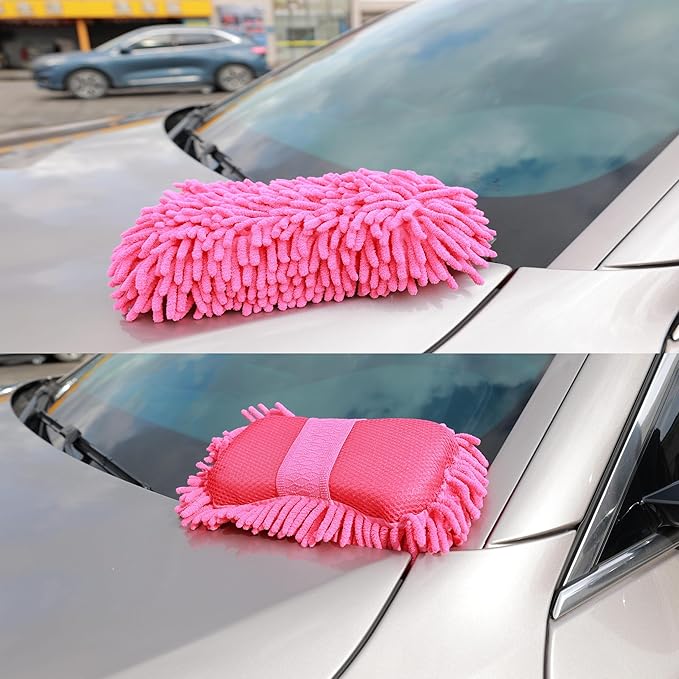 Car Detailing Kit-Car Wash Kit-Detailing Brush Set- Cleaning Kits with Windshield Cleaner and Wash Sponge-Car Interior Cleaning Kit-Car Cleaning Supplies for Windows, Dashboard, Air Vents (pink)