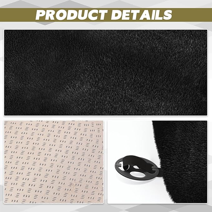 wuyaoyao Sheepskin Car Seat Cushion, Soft Comfort Fur Wool Car Seat Covers, Winter Warm Auto Front Seat Cushion Pad, Fuzzy Seat Bottom Protector Universal for Vehicle Office Chair (Black)
