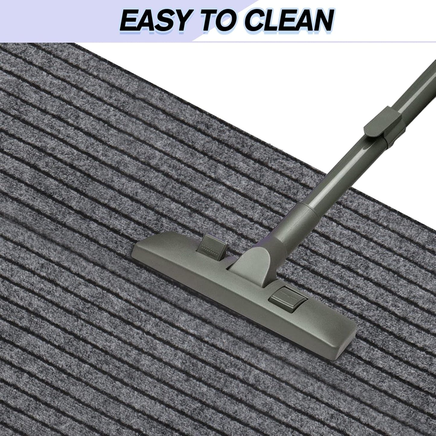 Custom Size Backed Non-Slip Area Rugs Runner, Easy Clean, Waterproof Runner Rugs for Hallway Entryway, Kitchen, Laundry, 3FT x 75FT, Gray Stripe