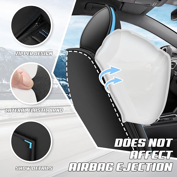 Car Seat Covers Fit for Toyota rav4 2000-2026, Stylish Sport Seat Covers, Waterproof Wear-Resistant Premium Nappa Leather Car Seat Cover.(Full Set with Pillow/Black Blue)