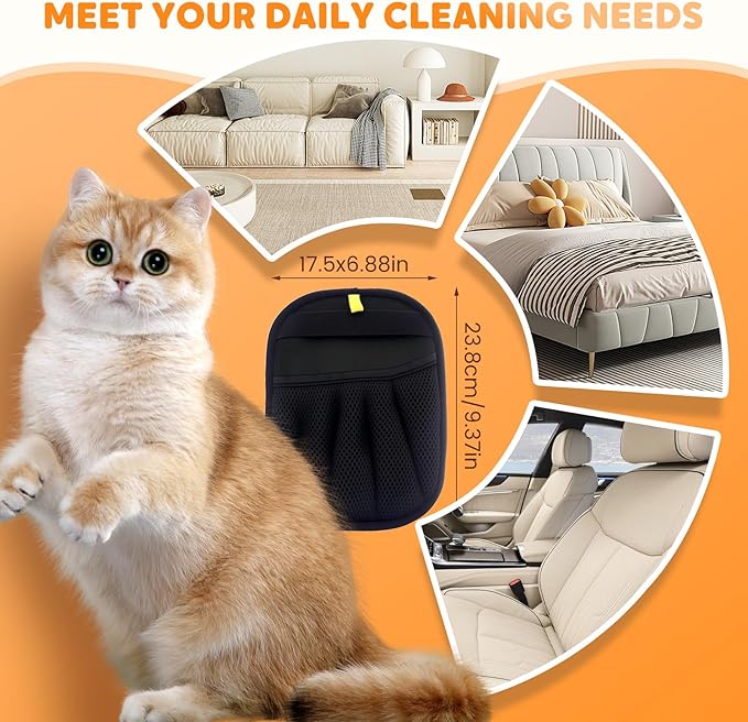 Pet Hair Remover Gloves, 2025 Upgraded Static Removal Gloves for Pet Hair, Cat & Dog Hair Removal Tool for Couch, Furniture, Carpet, Car Seat, Pet Grooming (1 Pack)