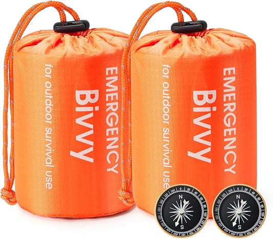 Esky Emergency Sleeping Bag, Survival Bag Portable Thermal Bivy Sack, Waterproof Lightweight Emergency Blanket Survival Gear with Compass for Camping Hiking Outdoor Adventure