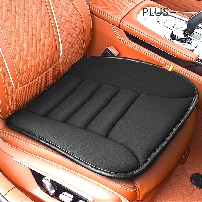 Car Seat Cushion Pad for Driving, Chair Cushion for Office/Truck with Memory Foam, Seat Cushion Comfortable and Durable Black 2" Thick