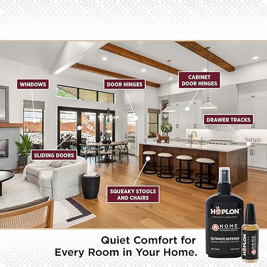 HOPLON Home Duo — 5oz Synthetic Ester Lubricant Spray & Needle, Stops Squeaks & Rust on Door Hinges, Garage Doors, Sliding Tracks, Window Frames & Door Locks, No Mess, Low Odor, Made in USA