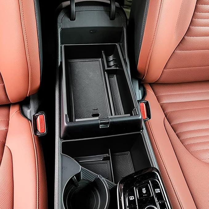 HGWEI 2 Pack Center Console Organizer Compatible with 2023-2026 Kia Sportage Hybrid/Plug-in Hybrid Middle Armrest Storage Box Insert Tray Accessories (Edition with Electronic Transmission ONLY), Black