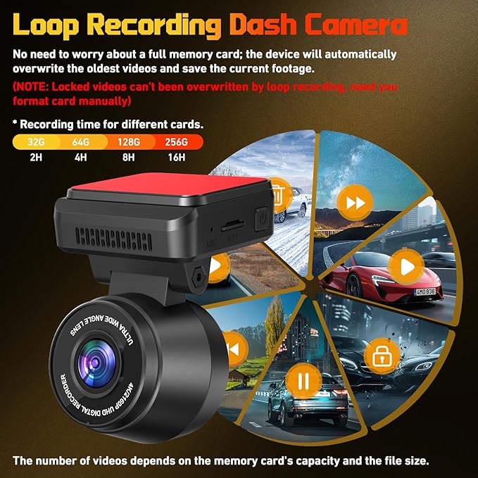 Dash Cam Front for Cars with Built-in WiFi & APP Control, 4K Dash Camera with Free 32GB Card, 1.2" IPS Touch Screen Dash Cam with 170°Wide Angle, G-Sensor, Night Vision, 24H Parking Mode Dashcam