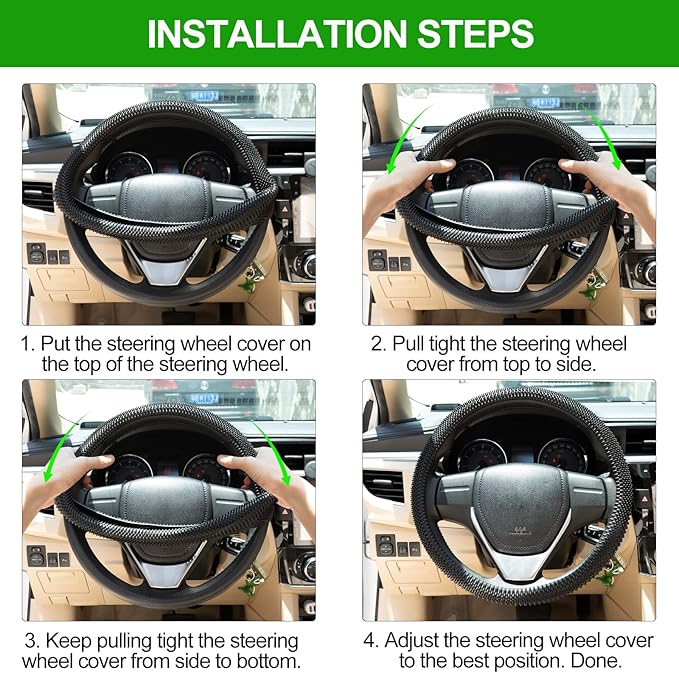 Silicone Steering Wheel Cover - Massage Grip Steering Wheel Cover Anti-Slip Universal Car Steering Wheel Covers for Women Men Fits 14-15 Inch (Black with realease)