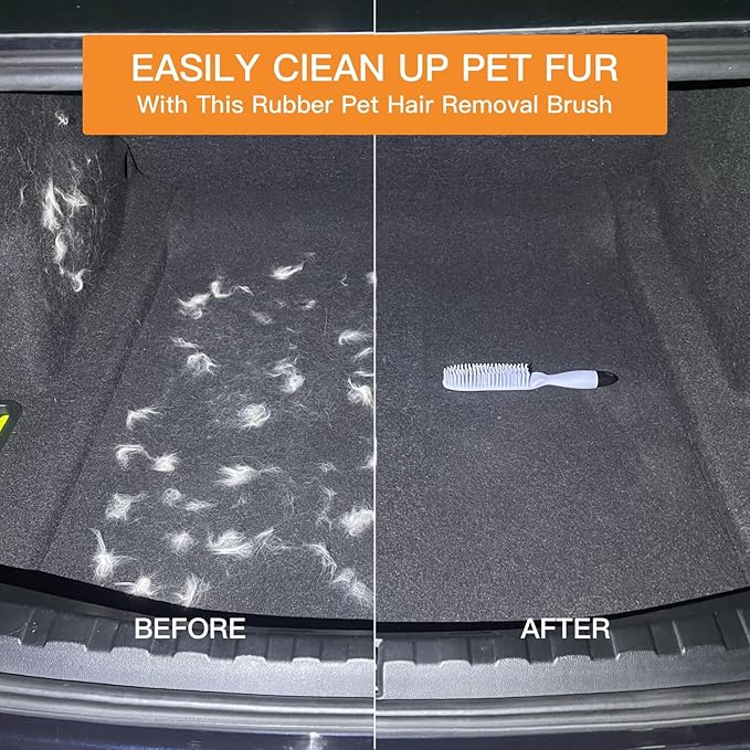 Professional Rubber Dog Hair Remover Brush for Car & Home – Auto Detailing Tool Removes Pet Hair from Vehicles, Furniture, SUVs, Trucks, RVs