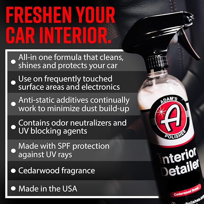 Adam's Polishes Interior Detailer Gallon (Cedarwood) - Total Car Interior Cleaner, Protectant & Dressing | All Purpose Cleaner & Leather Conditioner | Vinyl, Dashboard, Screen, Seat Cleaner & More