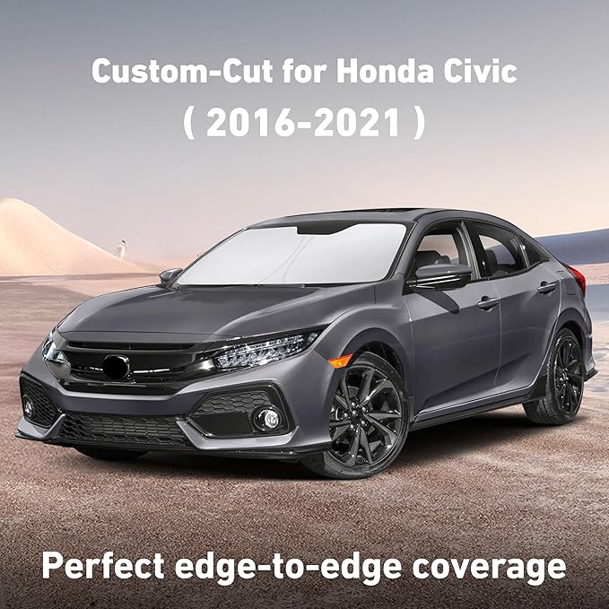 EcoNour Windshield Sunshade Compatible for Honda Civic 2016-2019 2020 2021, Sun Visor for Front Windshield & Window Sun Shade Cover, UV Heat Blocker & Protector, Car Accessories