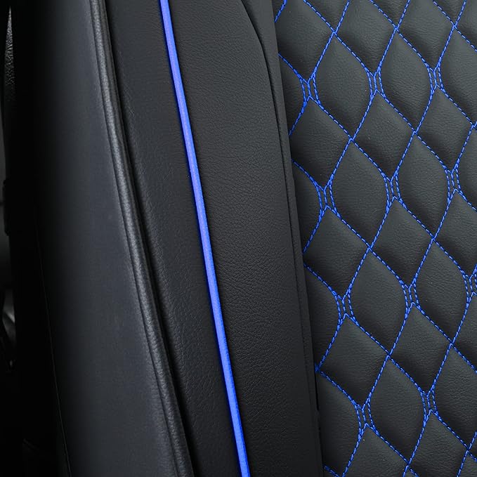 Car Seat Covers Front Pair,Universal Fit for Most Cars,SUV,Sedans and Pick-up Trucks,Automotive Faux Leather Vehicle Cushion Covers(Front Pair,Black/Blue)