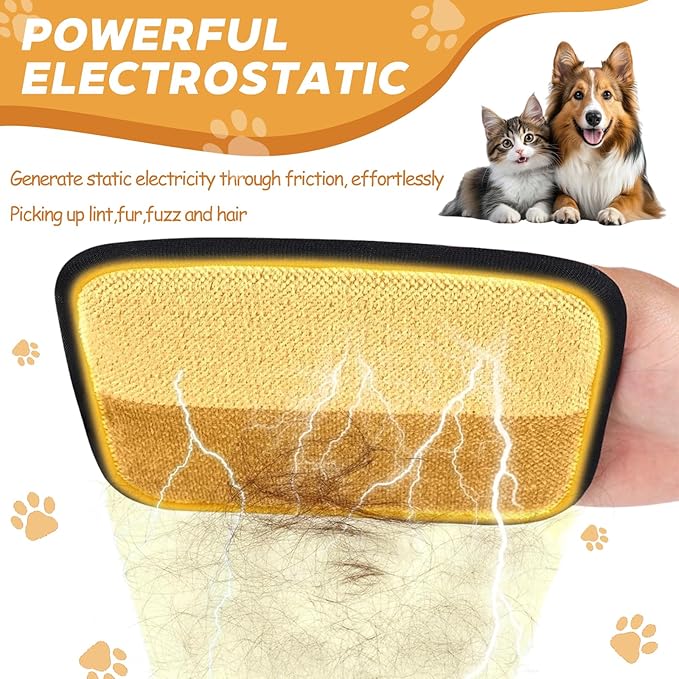 Pet Hair Remover, Electrostatic Pet Hair Removal Gloves, Reusable Cat & Dog Hair Removal Tool, 2025 Upgraded Pet Grooming Gloves for Couch, Furniture, Carpet (2 Pack)