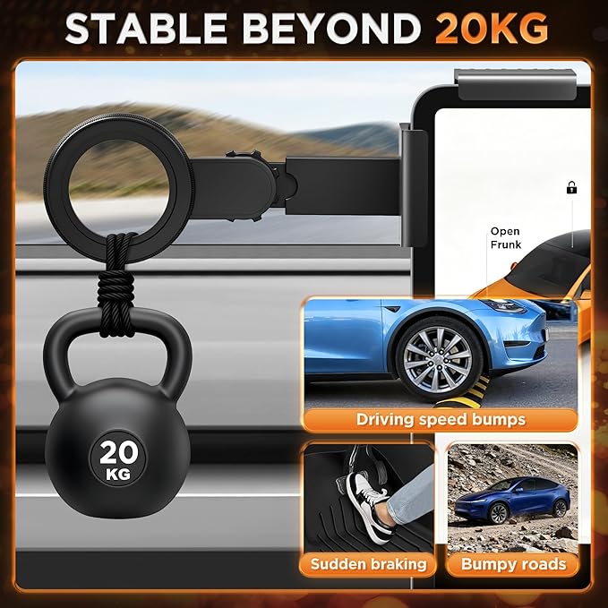 for Tesla Phone Mount【Strongest Magnet Power】 for Tesla Model Y & Model 3 Accessories Magsafe Car Mount Magnetic Phone Holder Compatible with iPhone 17 16 15 14 13 Plus Pro Max Series Black