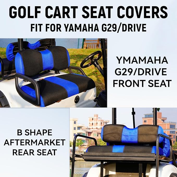 Golf Cart Front and Rear Seat Covers for Yamaha G29/drive Drive 2 2007+, Durable Polyester Fabric Yamaha G29 Seat Covers, Breathable Washable