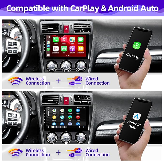 for Subaru Forester Impreza WRX STI XV 2013-2015 Radio Upgrade Compatible with Wireless Carplay Android Auto Touch Screen Car Stereo Bluetooth GPS WiFi AM/FM Camera Navigation 8 Core Head Unit