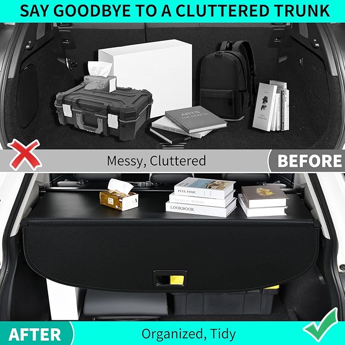 Tecoom Cargo Cover fit for Jeep Cherokee Accessories 2019-2023, Retractable Rear Trunk Cover Luggage Security Shade, Anti-Peeping Privacy Screen Protector, Carbon Fiber Texture