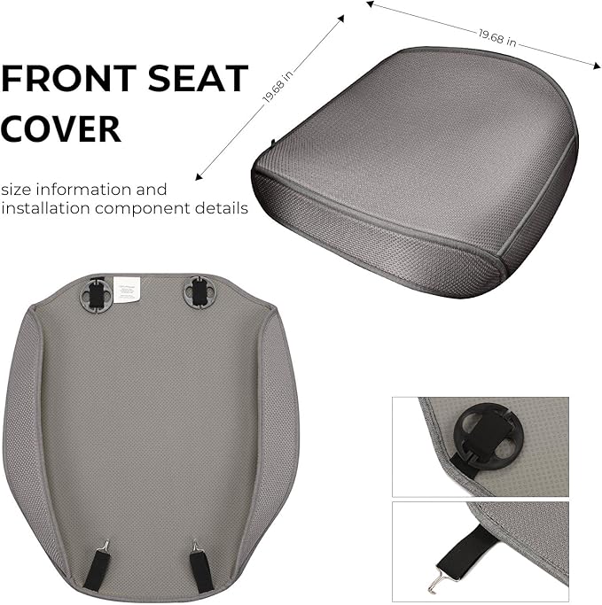 2pcs All-Season Car Seat Wraps Grey - Breathable Car Seat Covers with Anti Slip Bottom - Durable Auto Seat Cushions Universal Fit for Vehicles Cars SUV Trucks Front Seats