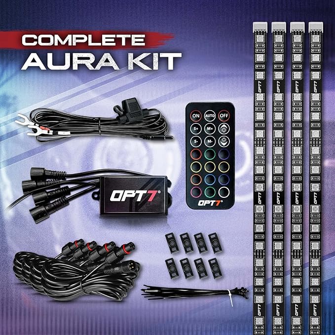 OPT7 Aura Halo Accent Lights for 2008-2023 Dodge Challenger with Remote Control, 12" Multi-Color LED Strip, Car Neon Lighting Kit