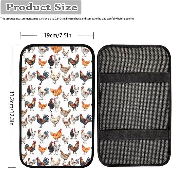 JoyLamoria Rooster Vehicle Center Console Cover Armrest Cover Pad Universal Fit Soft Comfort Center Console Armrest Cushion for Car Truck SUV