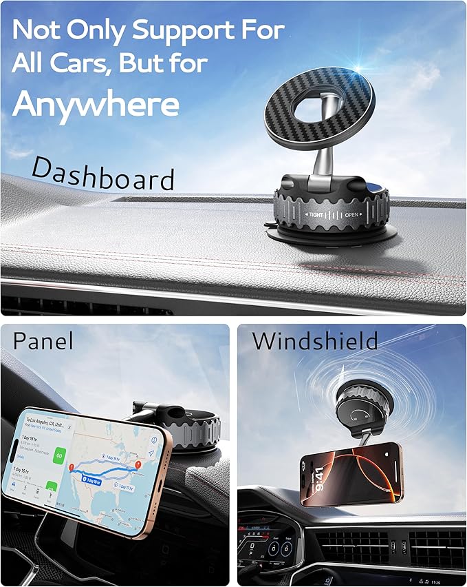 BEBEAR Car Phone Holder for Magsafe [78+LBS Hyper Suction & 4400gf Strongest Magnetic] 360°Adjustable Car Phone Mount Car Accessories Phone Holders for Your Car for iPhone 17/16 /15 Pro Max & Android