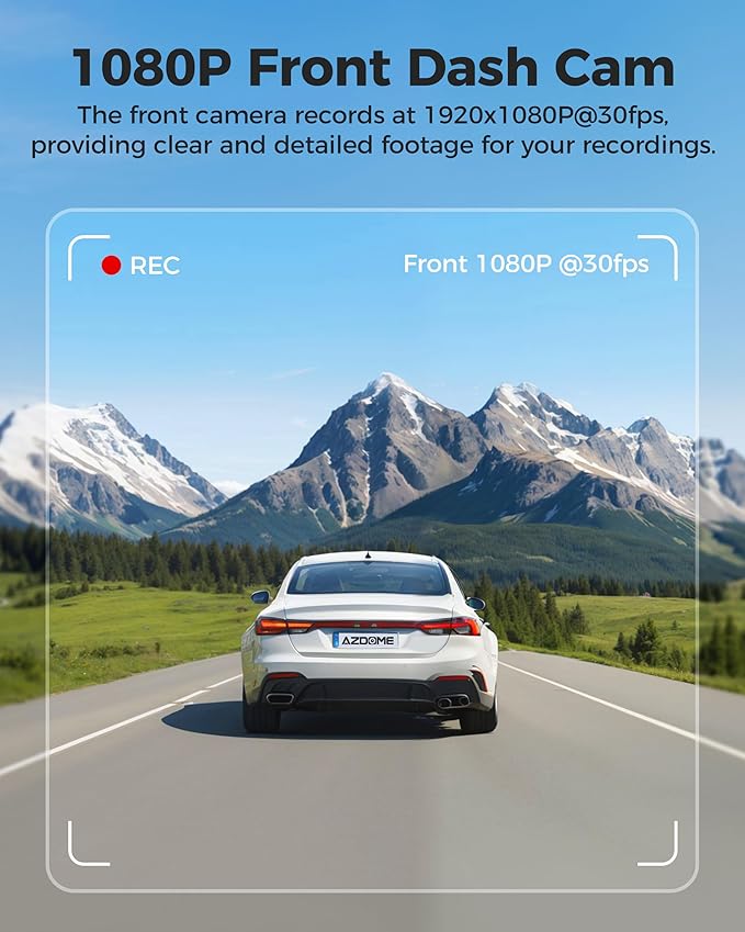 AZDOME M200 Mini Dash Cam WiFi Dashcam - Single Channel Dash Cam for Broad Road Coverage - Built-in WiFi - Full HD Resolution - Parking Monitor - App Connectivity - Collision Detection - Night Vision