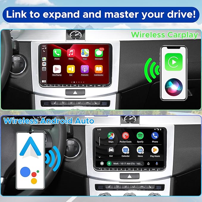 SCUMAXCON 7" Android 13 Wireless Carplay Android Auto GPS Navigation Car Stereo Radio 8-CORE 2+32G IPS Touchscreen WiFi BT FM AM DSP USB RVC for VW Golf MK5 MK6 Jetta Passat B6 B7 Tiguan DZT027