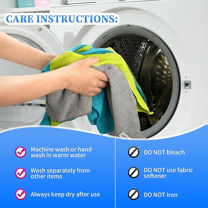FIXSMITH Shop Towels-200 Pack, Multi-Functional Shop Rags, 12 x 16 in Microfiber Cleaning Cloth, Highly Absorbent Cleaning Rags, Cleaning Towels for Car Kitchen Home Office