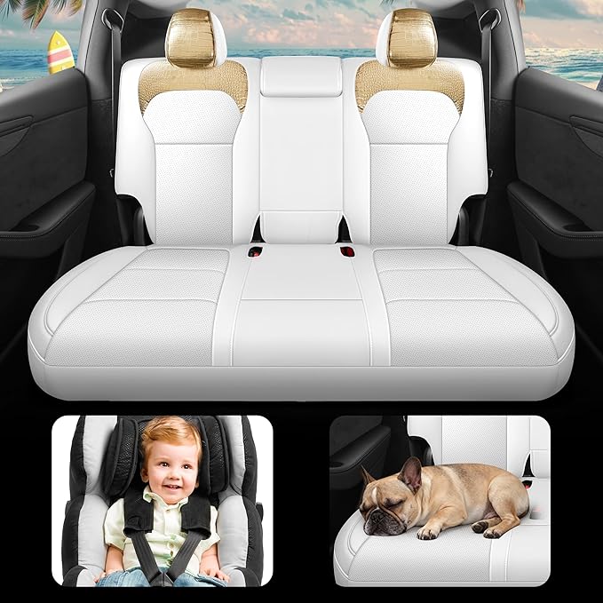 Seat Cover for Tesla Model Y Juniper 2025 2026 Crocodile White Custom Seat Cover for Tesla Model Y Full Set (Crocodile White-25-26)