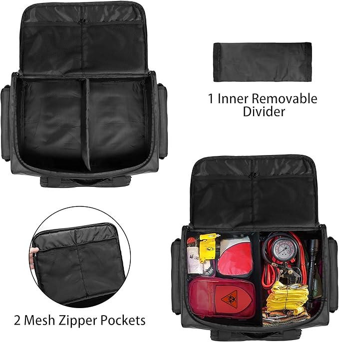 samdew Underseat Storage Bag Fit for SuperCrew Cab, Truck Under Seat Organizer with 1 Detachable Inner Divider & Anti-Slip Bottom for Full Size Trucks, Black