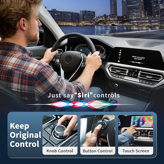 2026 Upgraded Wireless CarPlay Adapter for iPhone, Compact Mini Metal Shell Design Small Size, (New Update) Plug and Play, Fast and Stable Connection CarPlay Adapter for Apple iOS ＆Android (Silvery)
