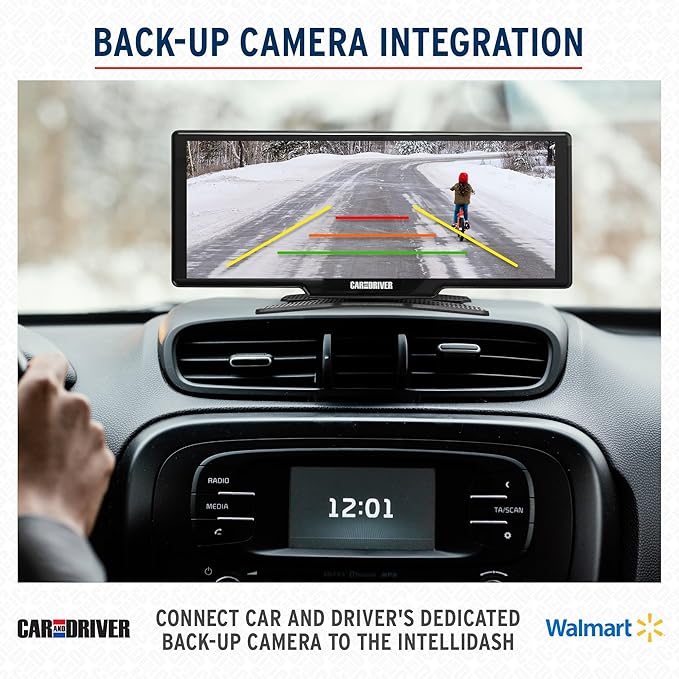 Car and Driver IntelliDash Pro X10, 10" Wireless Apple CarPlay & Android Auto Display, Portable Touchscreen Car Stereo w/Bluetooth, GPS Navigation, FM/AUX, Backup Camera Compatible for Cars & Trucks