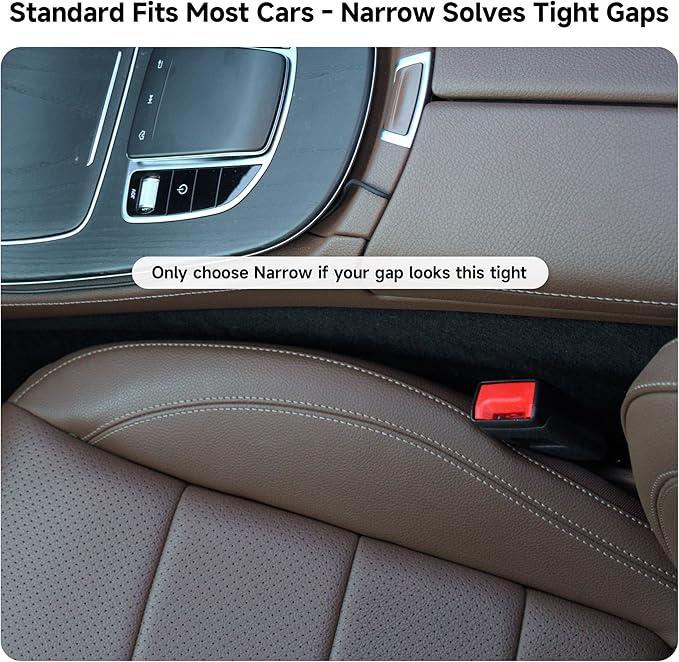 Givifive Car Seat Gap Filler Set of 2, 3IN1 Seat Side Gap Filler Plug with Storage Slot & Hook Function, Soft Foam Universal Fit Car SUV Truck Fill Gap Between Seats Console Organizer（Narrow Gray）