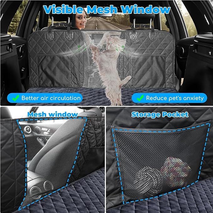 URPOWER 2026 Upgraded Back Seat Extender for Dogs - Large Hard Bottom Dog Car Seat Cover Holds 550lbs, Waterproof Dog Hammock Pet Bed with High-Density Foam Non-Slip Backseat Protector
