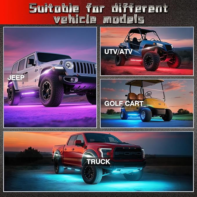 20 Pods Alloy RGBW LED Rock Lights for ATV UTV Golf Cart RZR Semi Truck RV Offroad SUV Cars, Upgraded RGB Waterproof Multicolor Neon Underglow Light with APP/RF Remote Music Mode, Underbody Lighting