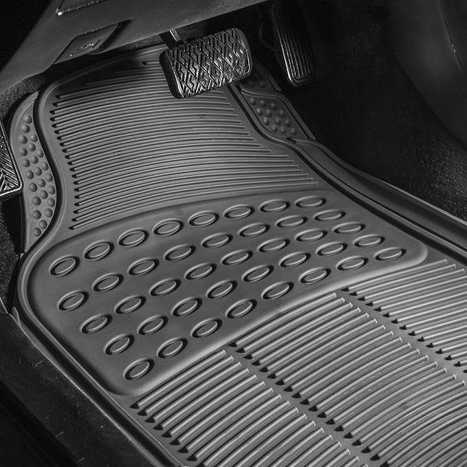 FH Group 3 Row Climaproof™ Trimmable Non-Slip Vinyl Floor Mats with Cargo Liner- Universal Fit for Cars Trucks and SUVs (Gray) F11306 + F16401
