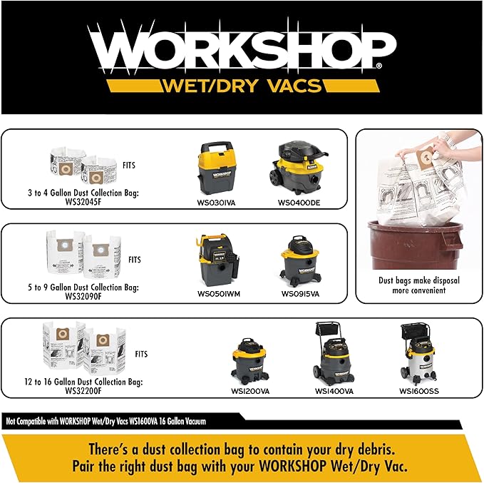 WORKSHOP Wet/Dry Vacs Shop Vacuum Accessories WS12552A Premium Auto Cleaning Attachment Kit for Wet Dry Vacuum Cleaners, 1-1/4-inch Vac Attachments with 2-1/2-inch Hose Adapter