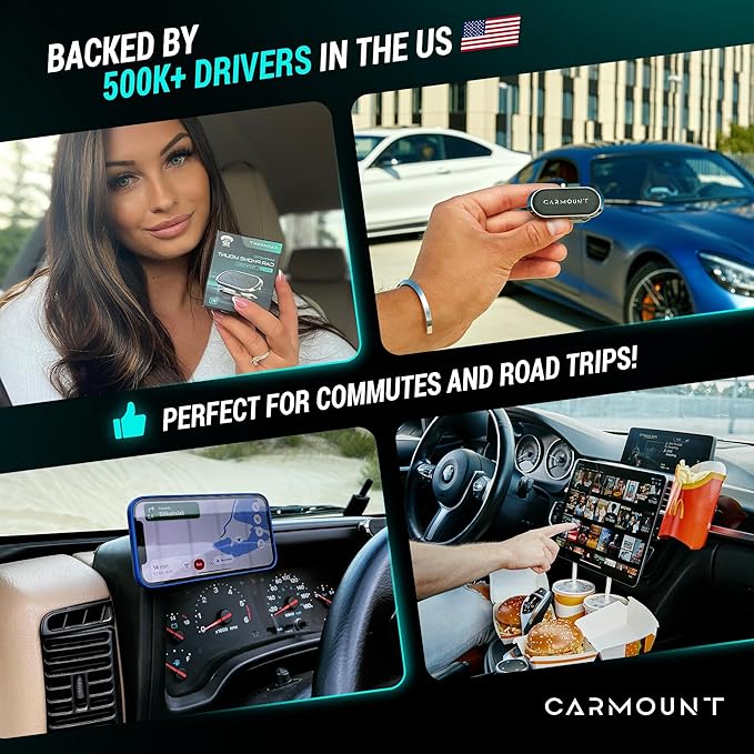 CARMOUNT F1 Dashboard Car Mount (2-Pack) | Magnetic Phone Holder for Car, Ultra Strong 8X N52 Magnets, 360° Rotation, Universal Dash Mount for All Phones and Tablets | Car Mount Magnet for iPad