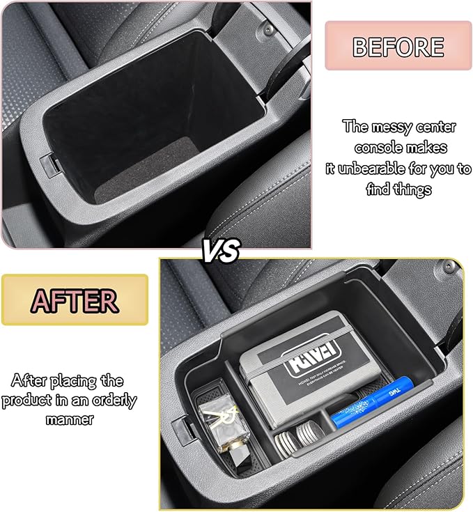 HGWEI Center Console Organizer Tray Compatible with 2024 2025 2026 Chevrolet Trax and 2024-2026 Buick Envista Interior Accessories Insert Armrest Secondary Storage Box Coin Holder, Black
