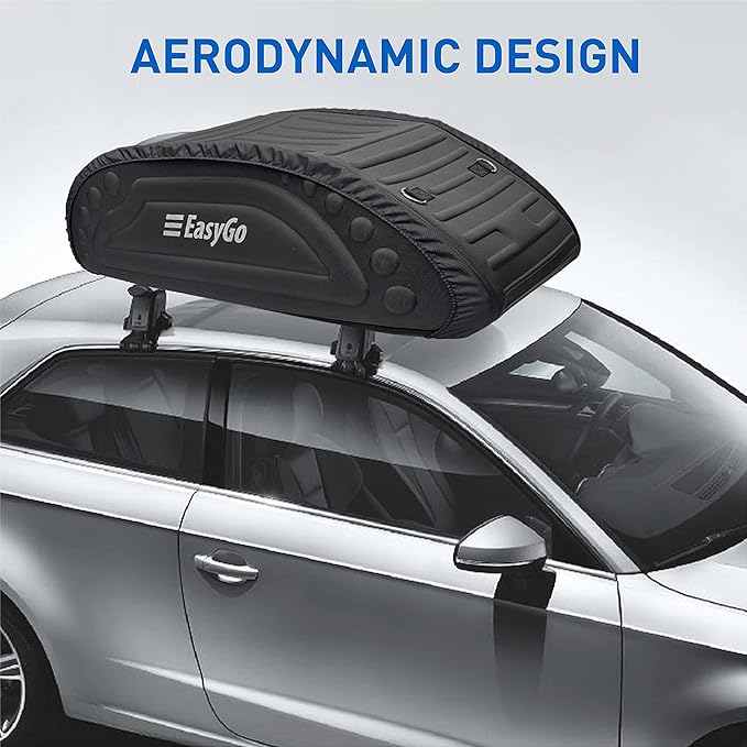 EasyGoProduct Aerodynamic Car Rooftop Cargo Carrier Bag - Soft Roof Top Luggage Bag for All Vehicles SUV with/Without Rack � Hard Sides - 4 Adjustable Straps � 8 Cubic Feet - Fold Flat Storage Bag