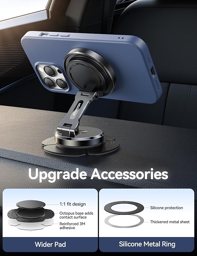 JOYROOM for MagSafe Car Mount Charger with Rotatable Charging Panel, 15W Fast Charging Metal Magnetic Phone Holder, Dashboard Wireless Charger for iPhone Car Mount for iPhone 17/16/15/14/13/12