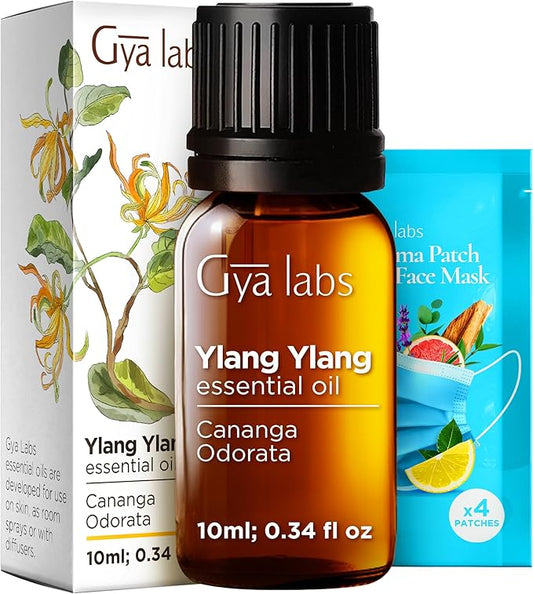 100% Pure Ylang-Ylang Essential Oil - 0.34 Fl Oz - Ylang-Ylang Oil for Hair, Skin, Diffuser, Aromatherapy & DIY Candle Making Scent