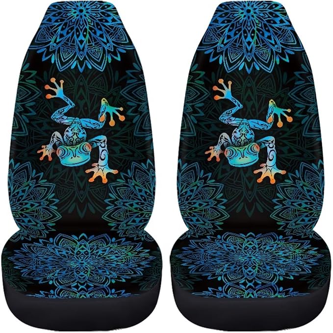 Car Seat Covers Front Seats Only Bucket Seat Protector Universal Fit Most Truck SUV Vans Aesthetic Car Accessories Automotive Interior Decor(2 Pack)（Frog 58）