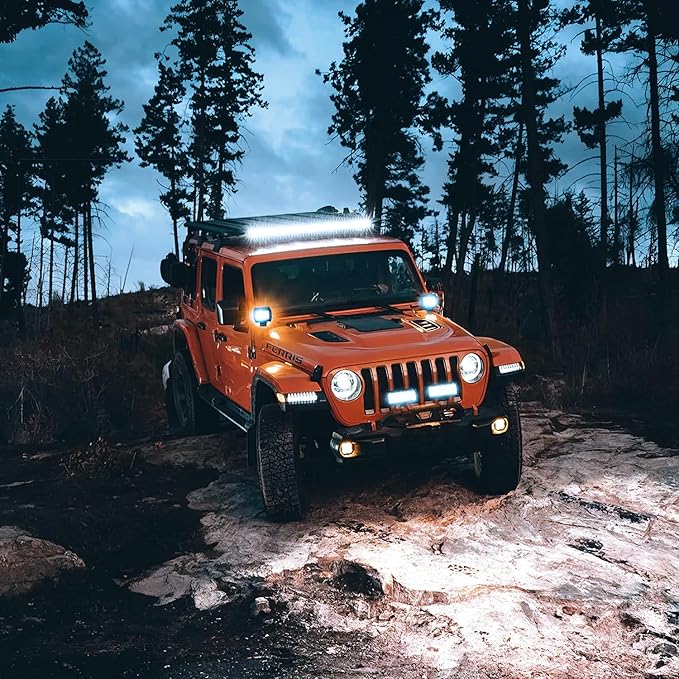 Nilight LED Pods 4PCS 6.5 Inch 120W Light Bar Triple Rows Spot Flood Combo Driving Lights 5Pin Rocker Switch Wiring Harness Kit-4 Leads, 2 Years Warranty (ZH047)