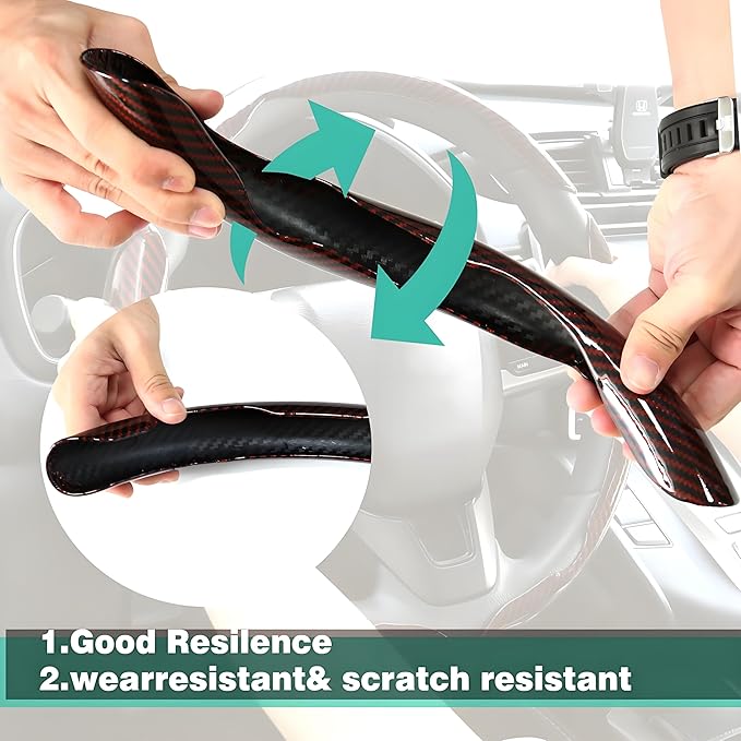3 Pcs Carbon Fiber Car Steering Wheel Cover, Anti-Skid & Scratch-Proof,Segmented, Butterfly Thin Steering Wheel Cover Men/Women Universal Fit 14.5"-16" Wheel Covers for Cars/Truck/SUV