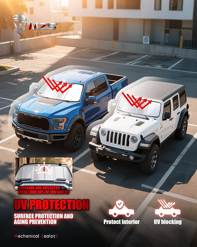 MZS Windshield Sun Shade Compatible with Soren to SUV 2021-2026, Foldable Car Front Window Sunshade with Storage Pouch, Sun Visor Shield Accessories for Interior Protector