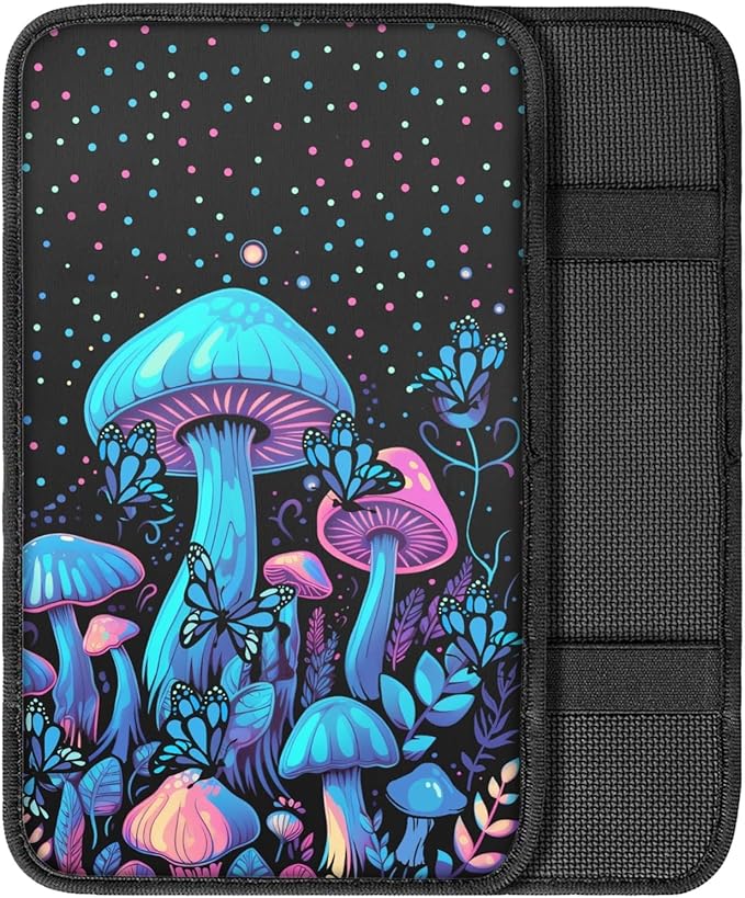 UNICEU Polka Dot Mushroom Car Accessories Car Center Console Armrest Cover Auto Interior Decor Neoprene Armrest Box Protector Cover Pad, Universal