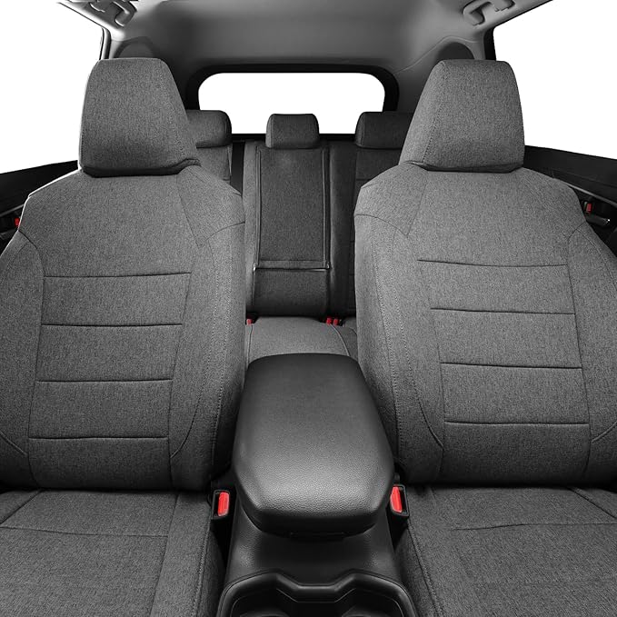 coverdream 2026 Rav4 Seat Covers Custom Fit for 2026 Toyota Rav4 Hybrid (SE,XSE) & PHEV GR Sport SUV,Full Set Polyester Car Seat Protector Grey