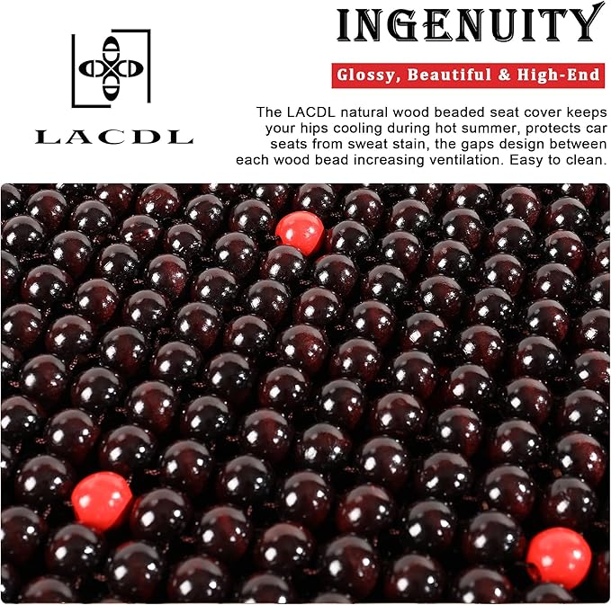 LACDL Beaded Seat Covers for Truck, Trailer, Van, RV, Car Seat Cooling Cover, Auto Ventilated Seat Cushion, Wood Breathable Car Seat Beads, Seat Cooler Pad Sweat Protector for Summer, Stars